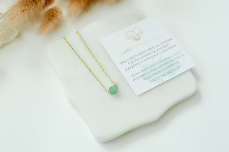 Green Aventurine Sterling Silver Polygon Necklace