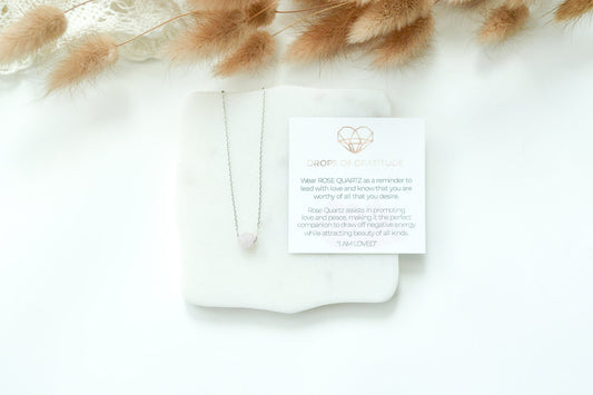 Rose Quartz Sterling Silver Polygon Necklace