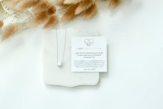 White Howlite Sterling Silver Polygon Necklace