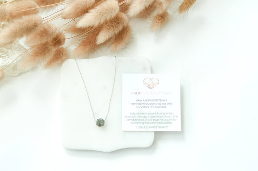 Labradorite Sterling Silver Polygon Necklace