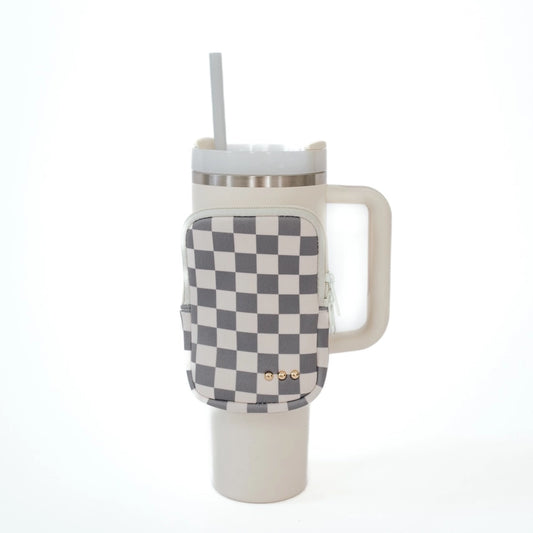 On the Move Pouch - Grey Checkered - Sale