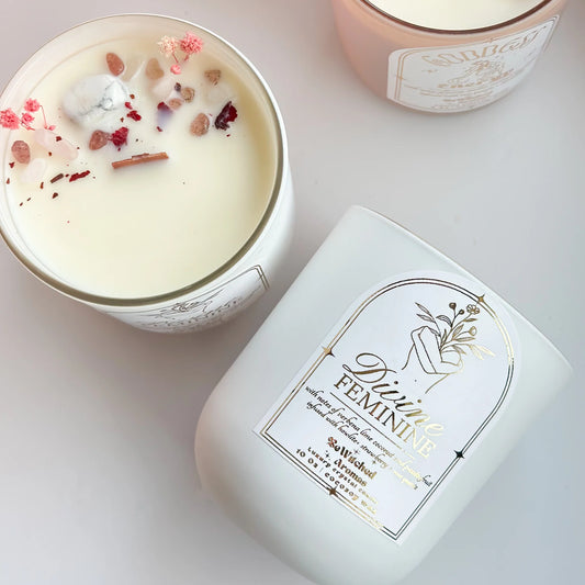 Divine Feminine Luxury Crystal Candle