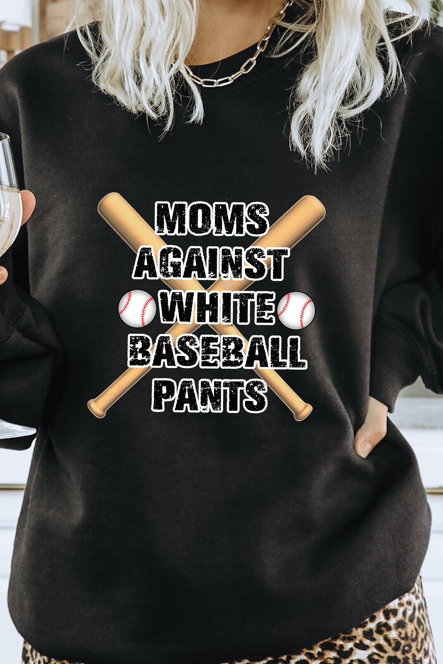 MOMS AGAINST WHITE BASEBALL PANTS