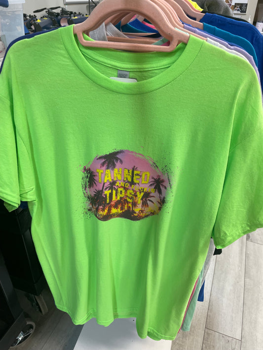 *SALE* - Tanned Tipsy - Neon Green - Size Large