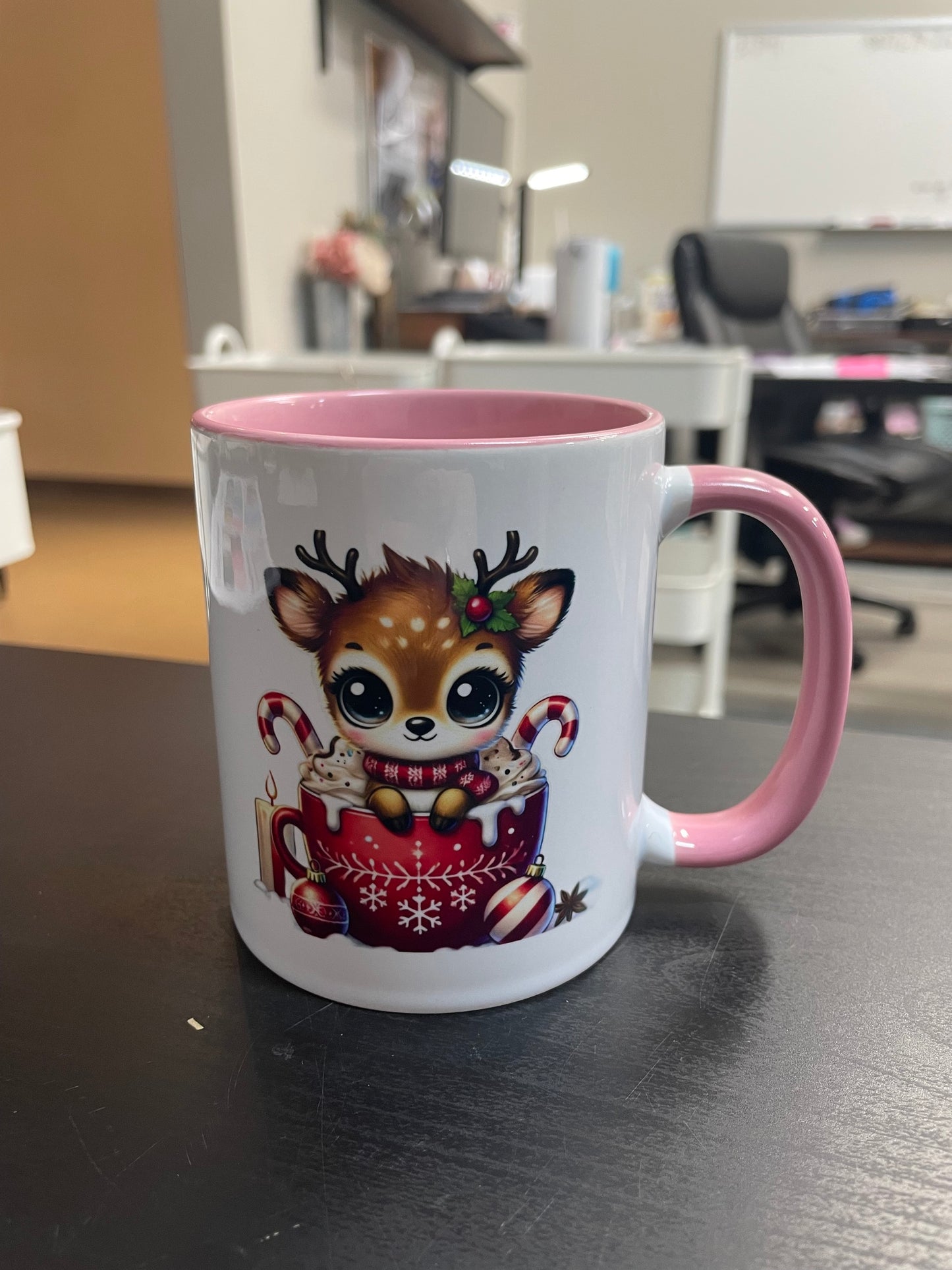 *SALE* - Kids Hot Chocolate Mug - Pink - Reindeer