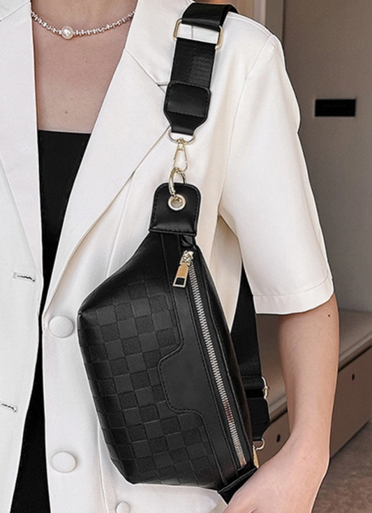 Checkered Crossbody Sling bag - BLACK