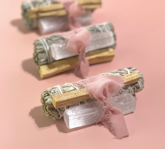 White Sage Protection Bundle with Selenite and Palo Santo