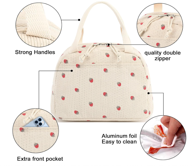 Tote Lunch Bag - Floral Corduroy