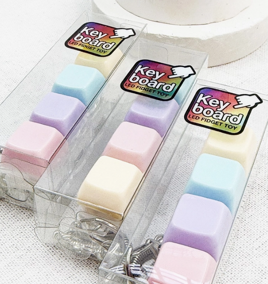 Light Up Pastel Keyboard Keychain Fidget Toy