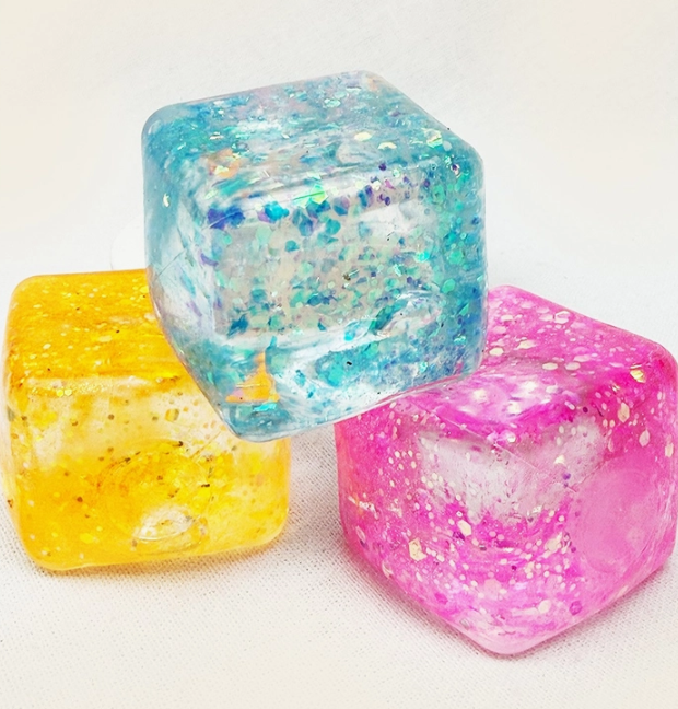 Glitter Ice Cube Squishy Toy