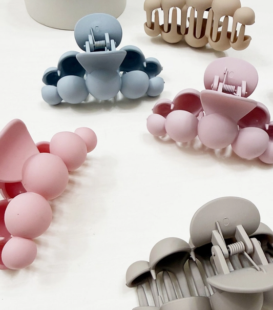 Soft Matte Bubble Pearl Hair Claw Clips