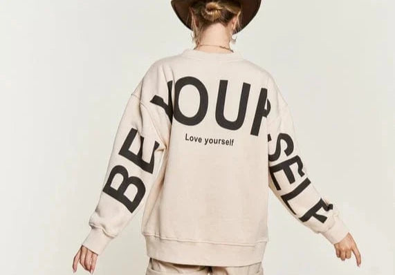 Be Yourself Oversized Crew - Cream