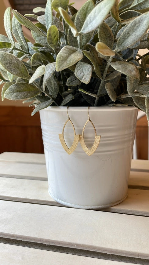 Brass Textured Marquis Earrings