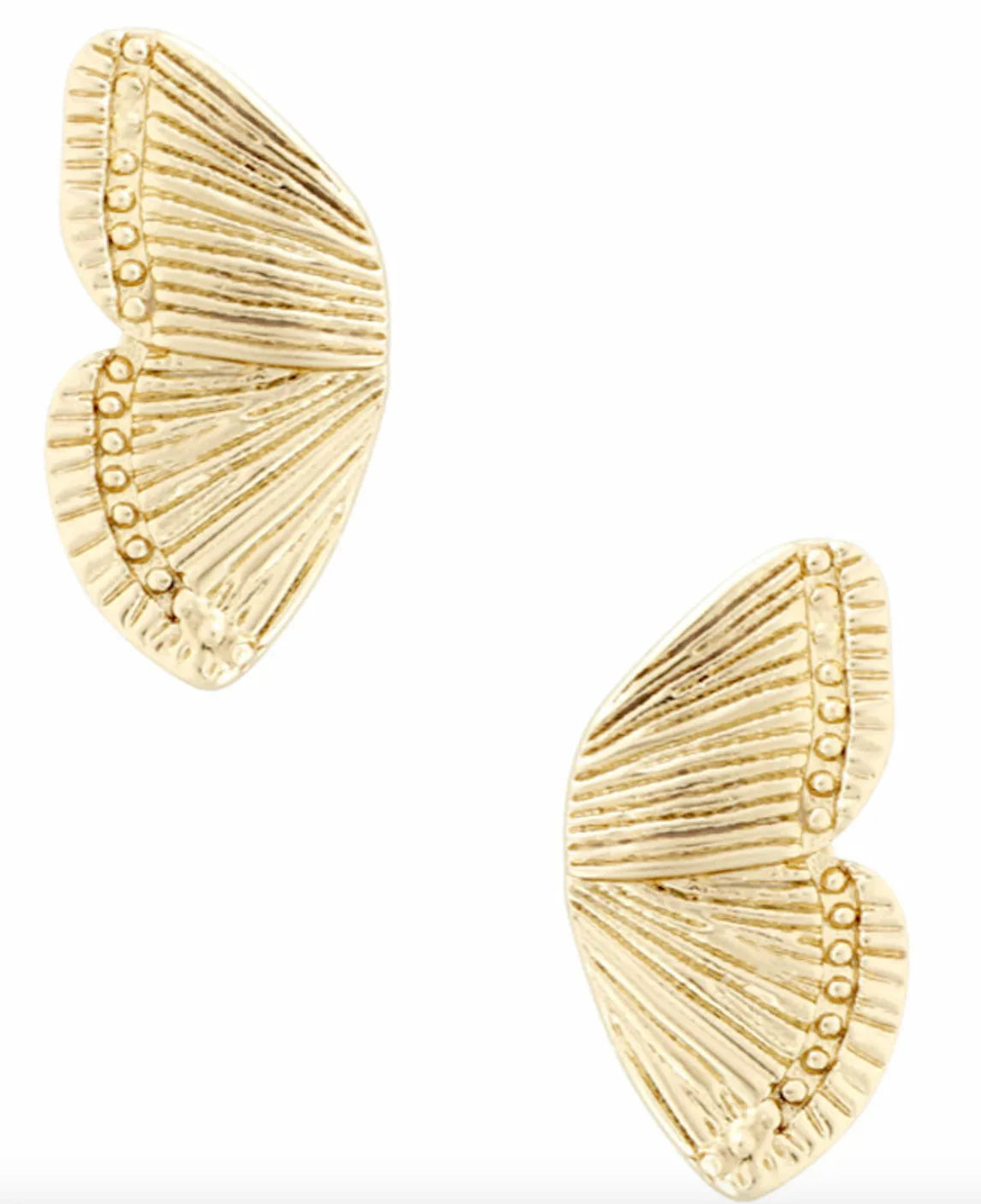 Butterfly Wing Stud Earrings - Stainless Steel 14K