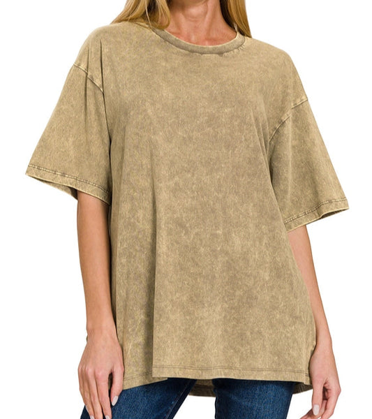 Vintage Wash Oversized Tee - Mocha