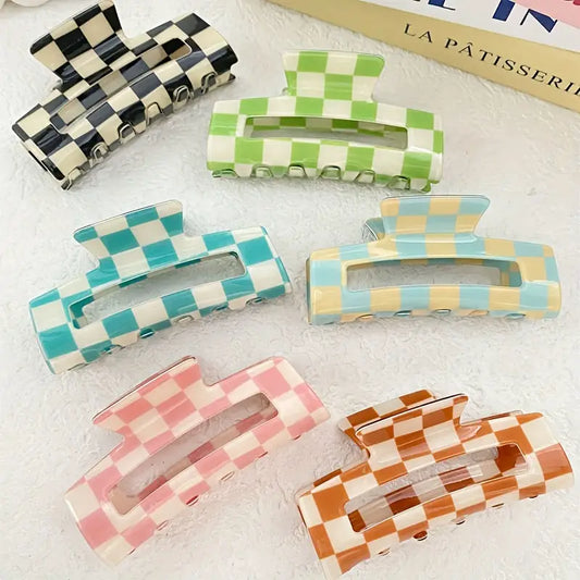 Medium Checkered Claw Clip - Various Colours