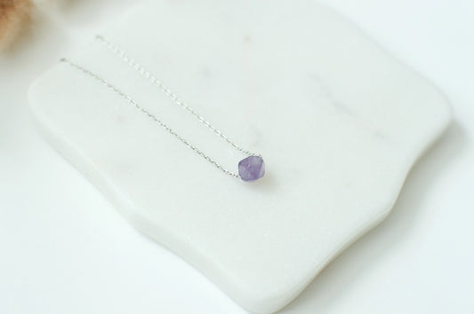 Amethyst Sterling Silver Polygon Necklace