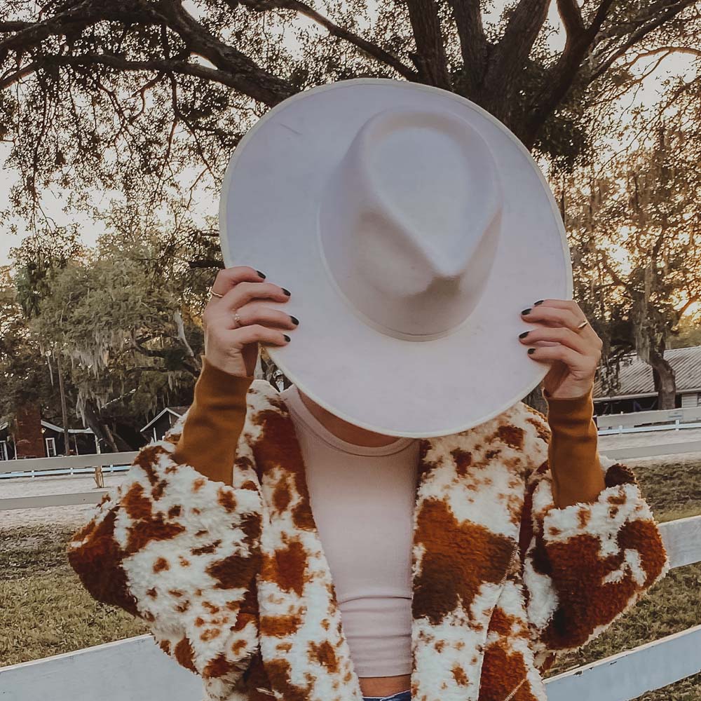 Wide Brim Felt Hat - Cream