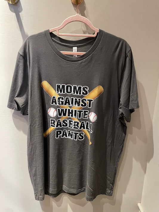 *SALE* - Moms Against White Baseball Pants - Grey - Size XL