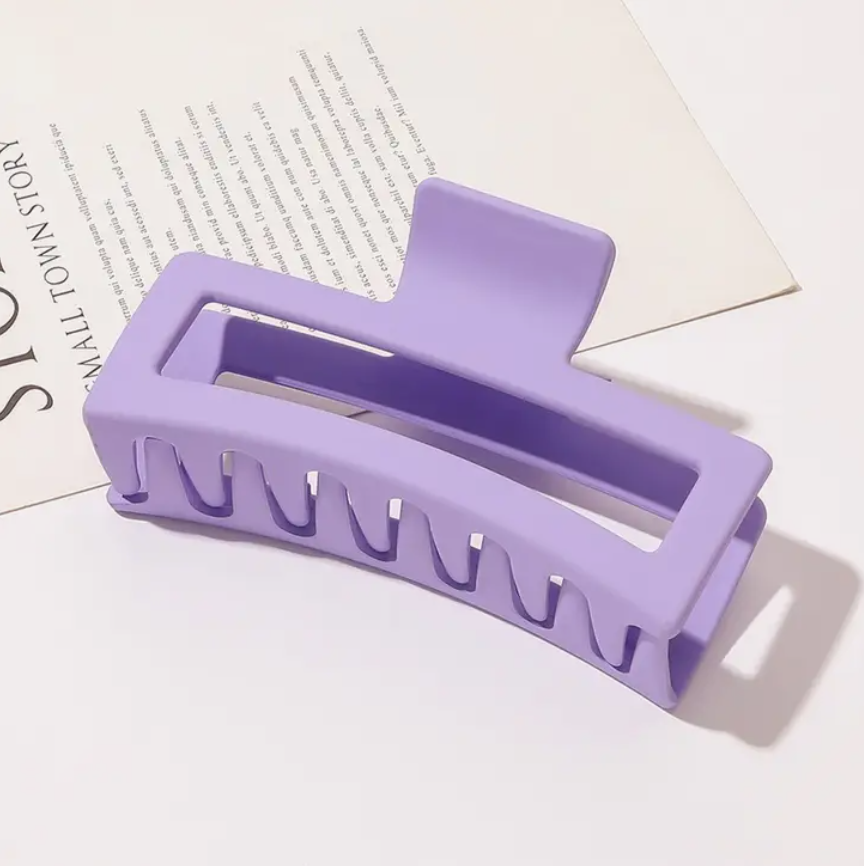 Large Rectangular Hair Claw Clips - Vivid Lavender
