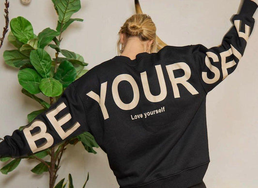 Be Yourself Oversized Crew - Black