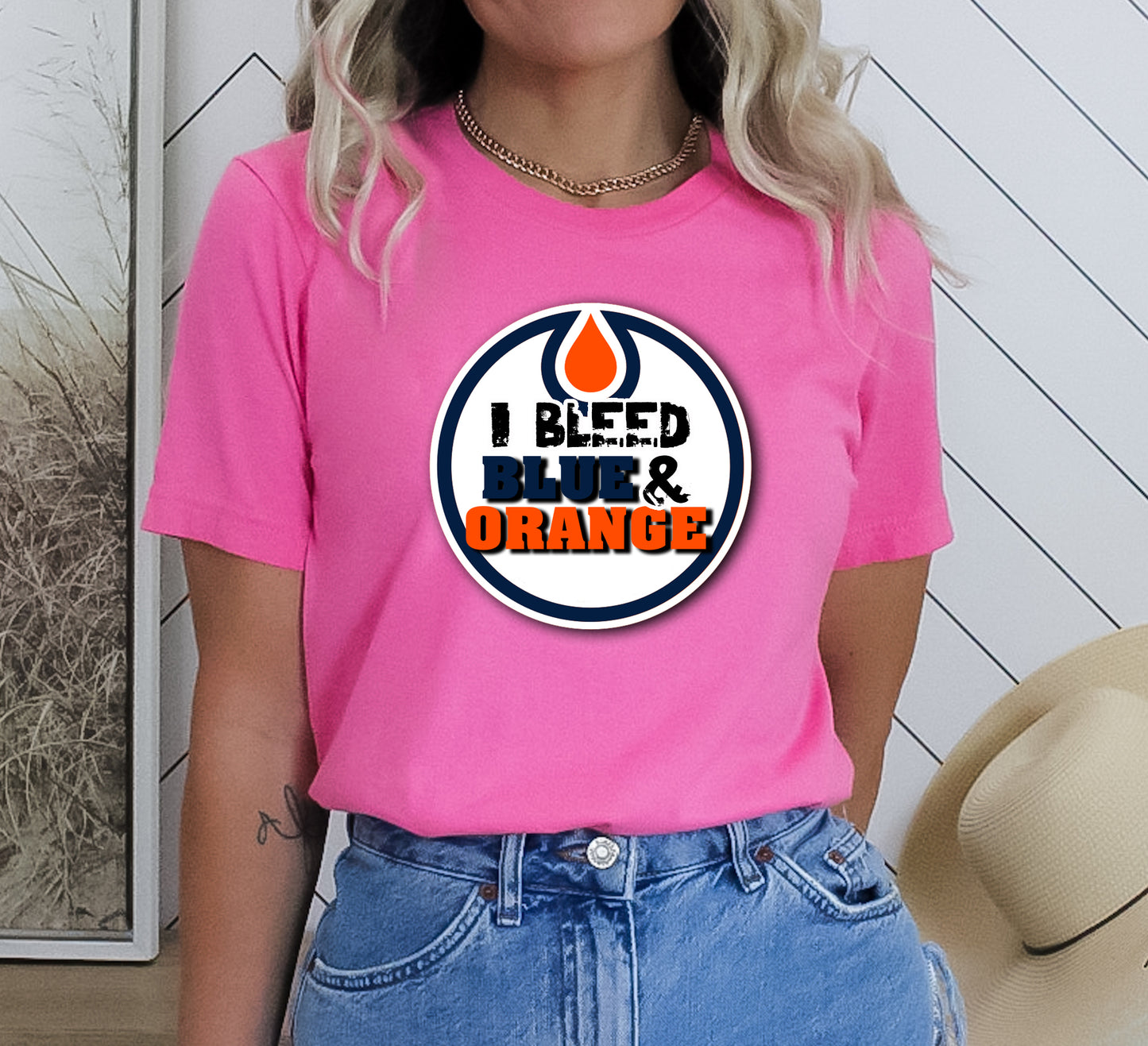 OILERS - BLEED BLUE AND ORANGE TSHIRT