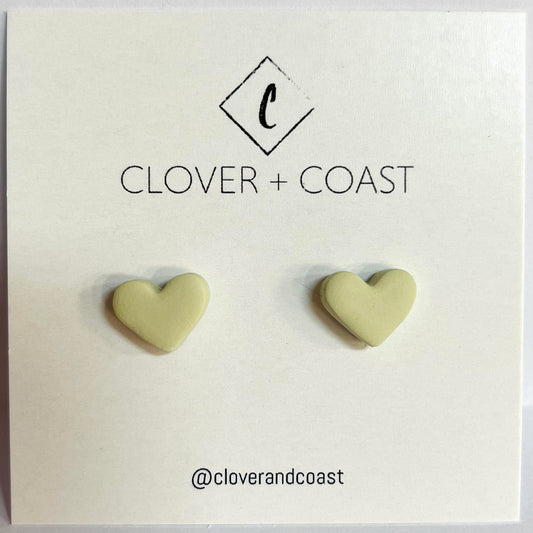 Micro Heart Clay Studs - Hint of Mint