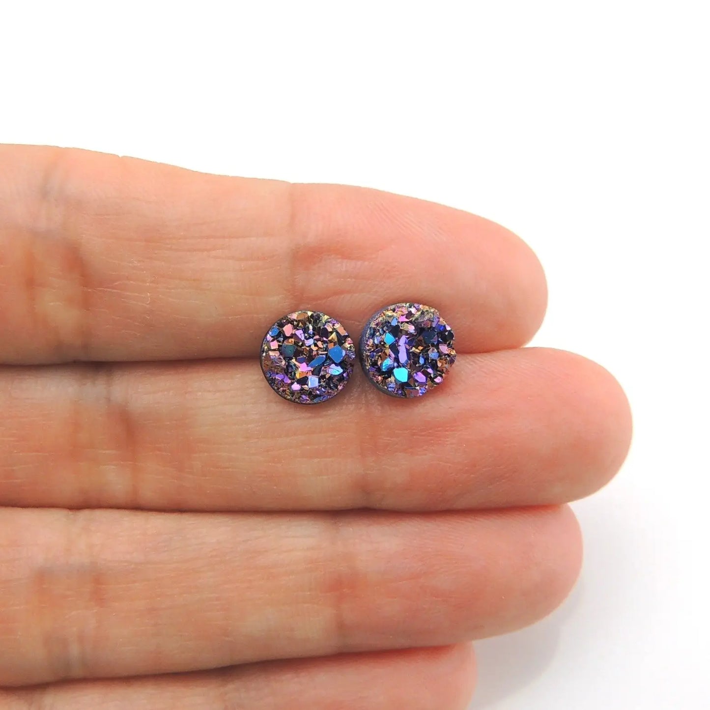 Purple/Blue Druzy Earrings