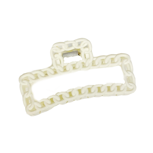 Matte Square Chain Link Hair Clip - Ivory