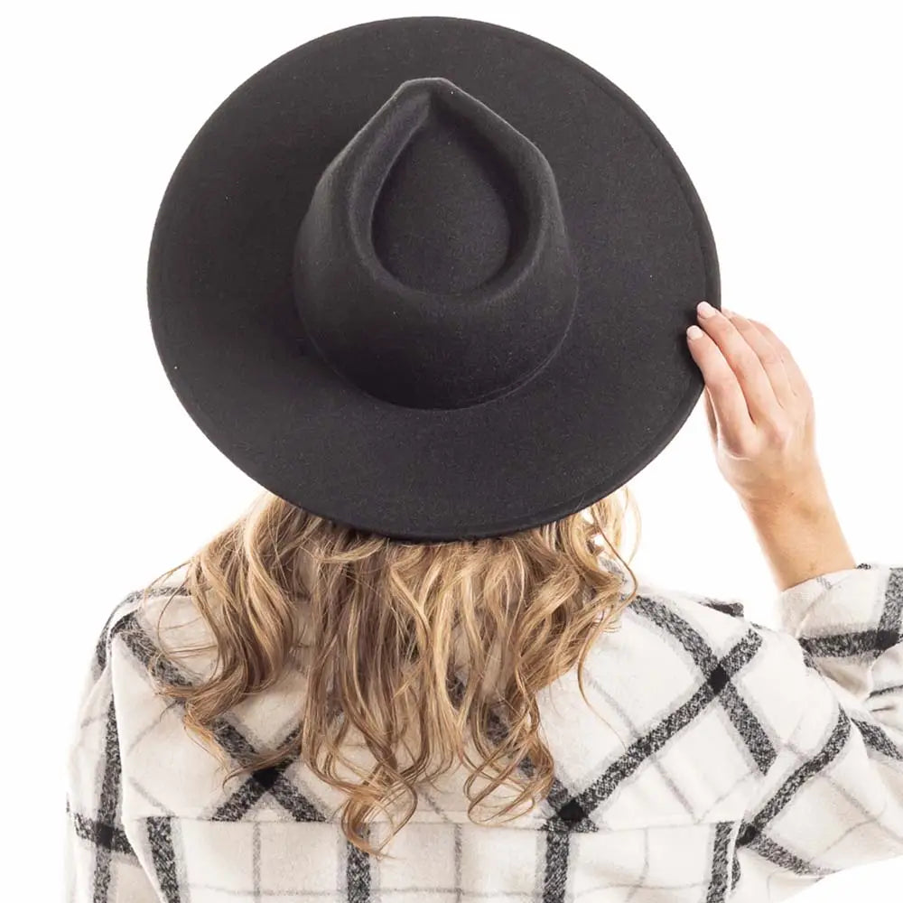 Wide Brim Felt Hat - Black