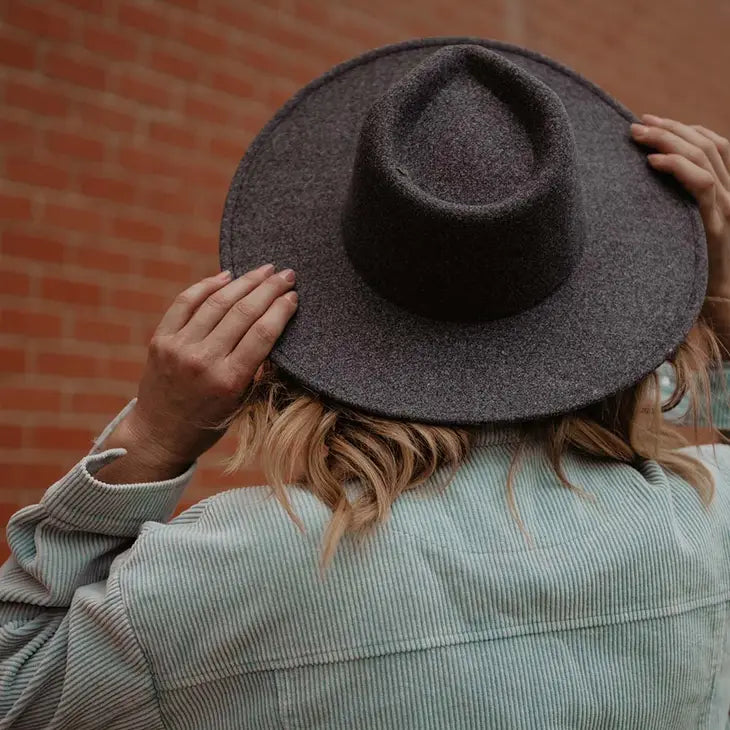 Wide Brim Felt Hat - Dark Gray