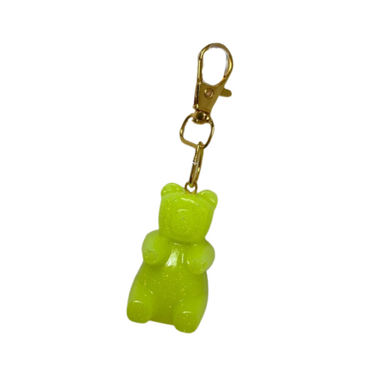 Resin Bear Keychain - Yellow Glitter