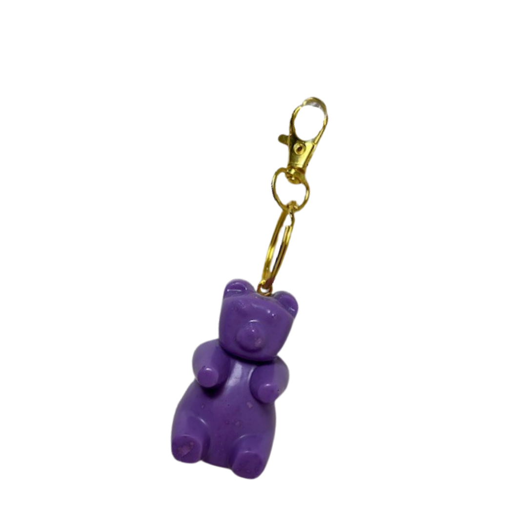 Resin Bear Keychain - Dark Purple