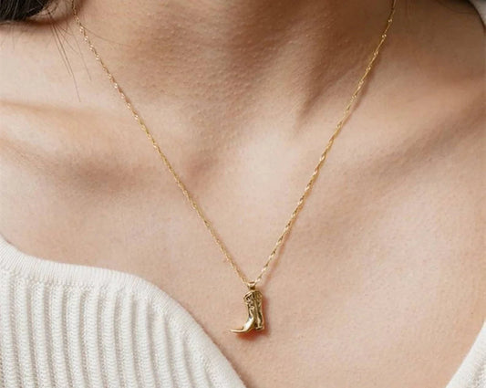 Dainty Cowgirl Boot Necklace