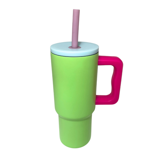 KIDS TUMBLER - Silicone Straw Lid - Lime Green