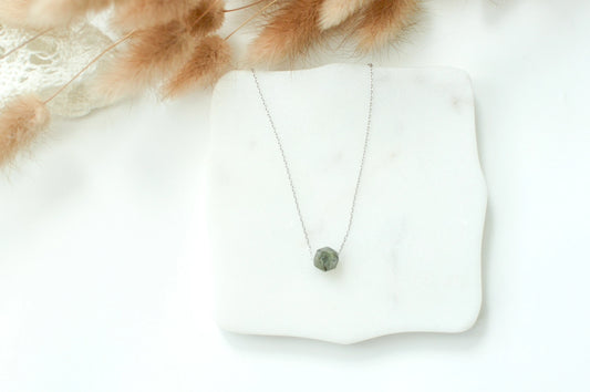 Labradorite Sterling Silver Polygon Necklace