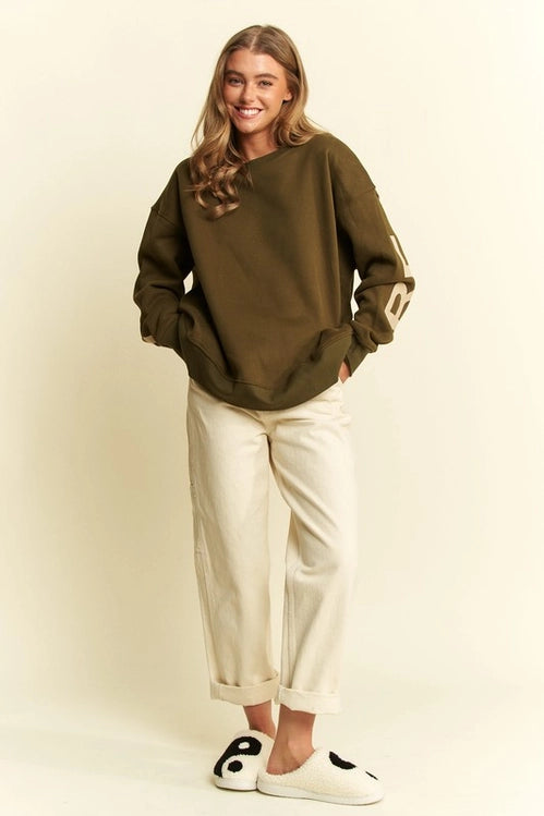 Be Yourself Oversized Crew - Olive