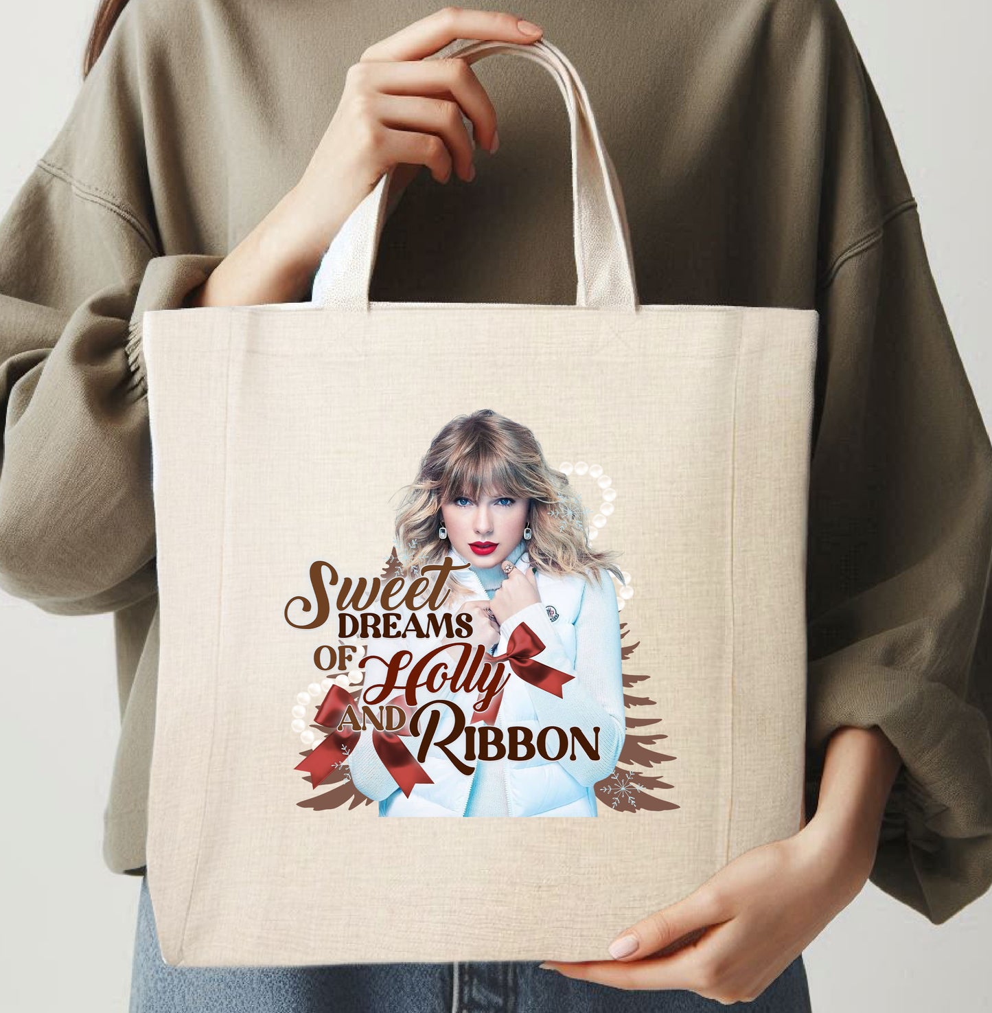HOLLY AND RIBBON - TOTE