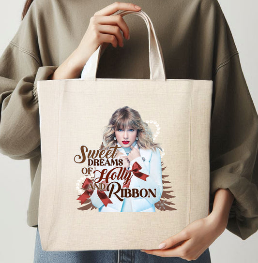 HOLLY AND RIBBON - TOTE