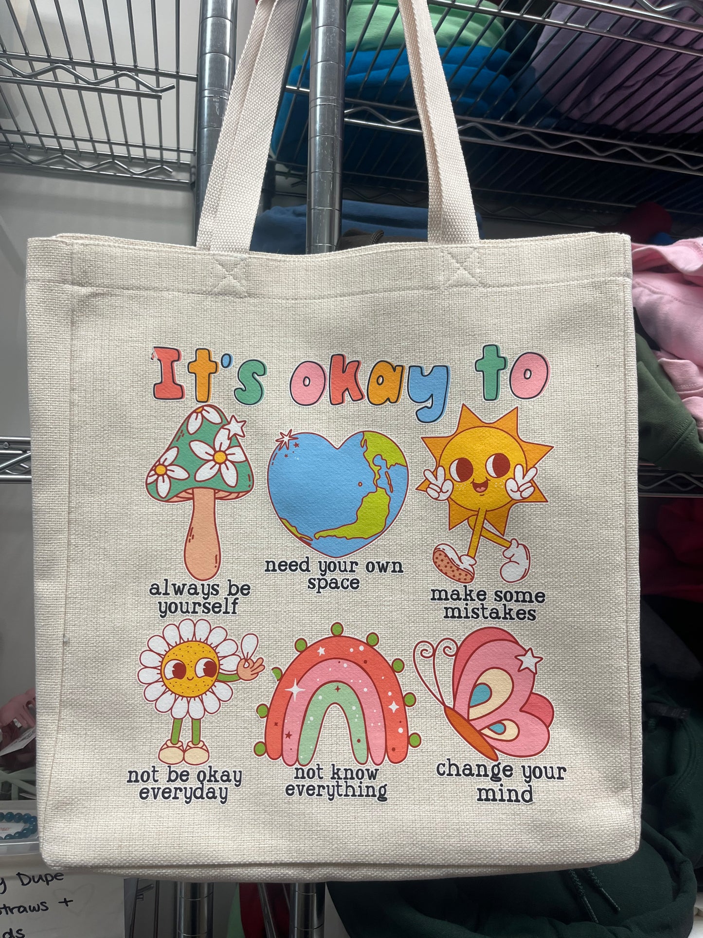 *SALE* IT'S OKAY-TOTE *ONE LETTER SLIGHTLY PEELED *