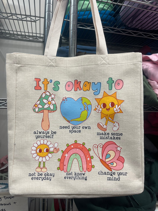 *SALE* IT'S OKAY-TOTE *ONE LETTER SLIGHTLY PEELED *