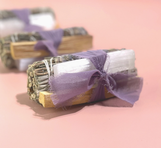 Lavender + White Sage Protection Bundle with Selenite + Palo
