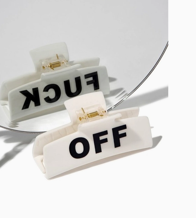 Fuck Off Hair Clip - White
