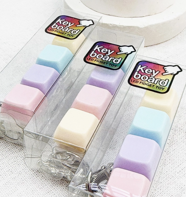 Light Up Pastel Keyboard Keychain Fidget Toy