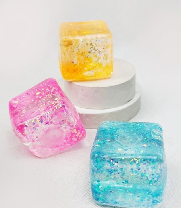 Glitter Ice Cube Squishy Toy