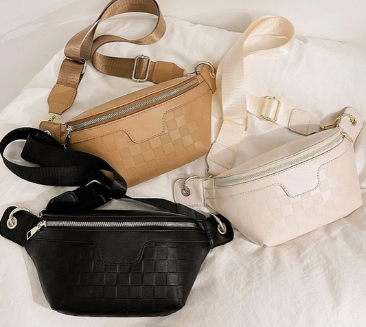 Checkered Crossbody Sling bag - CAMEL