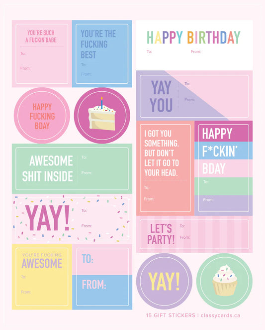 Birthday Gift Tag Sticker Sheet