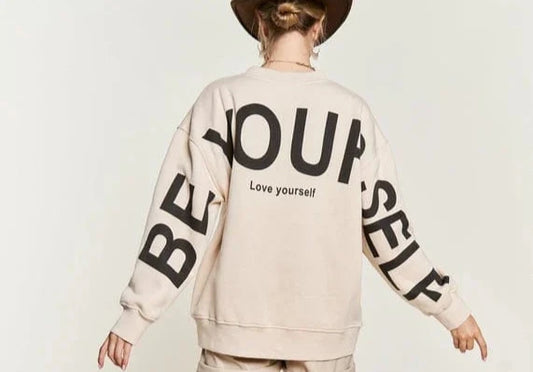 Be Yourself Oversized Crew - Cream