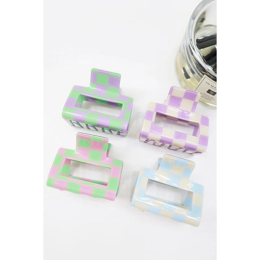 Colorful Checkered Claw Clip