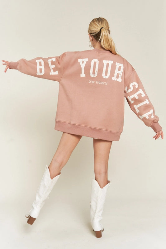 Be Yourself Oversized Crew - Camel